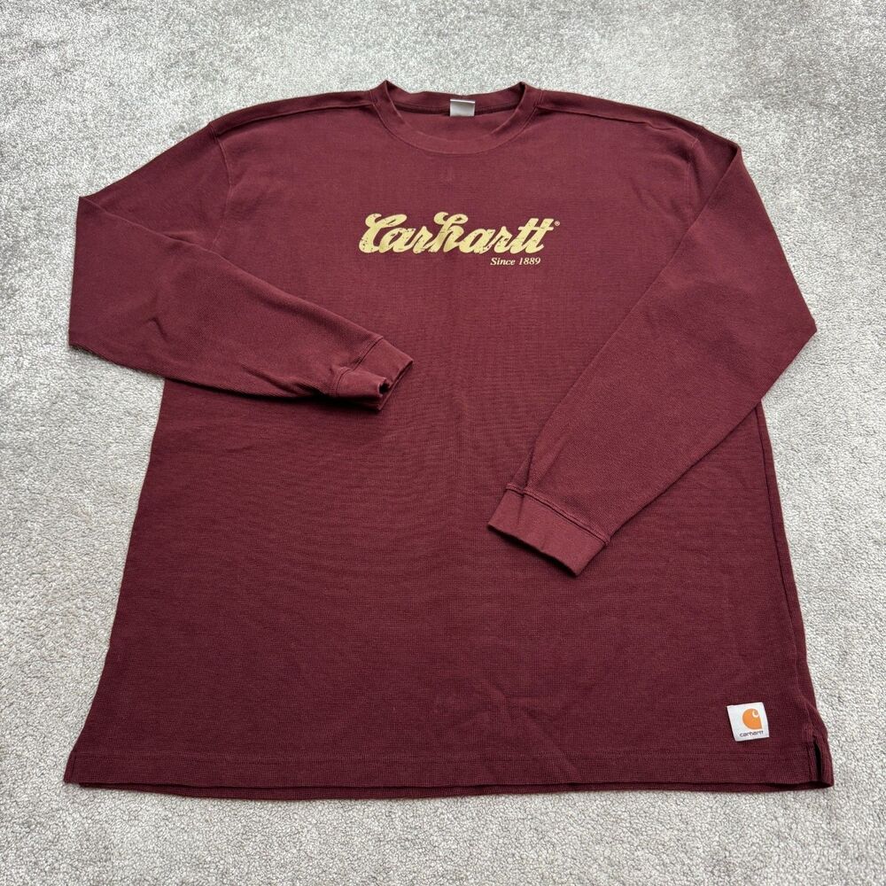Carhartt K253 Waffle Knit Thermal Long Sleeve Shirt Mens 3XL Tall Burgundy Red